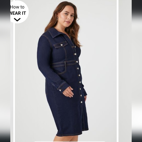 Forever 21 Plus Size Denim Jean Dress - 3X - Picture 3 of 8